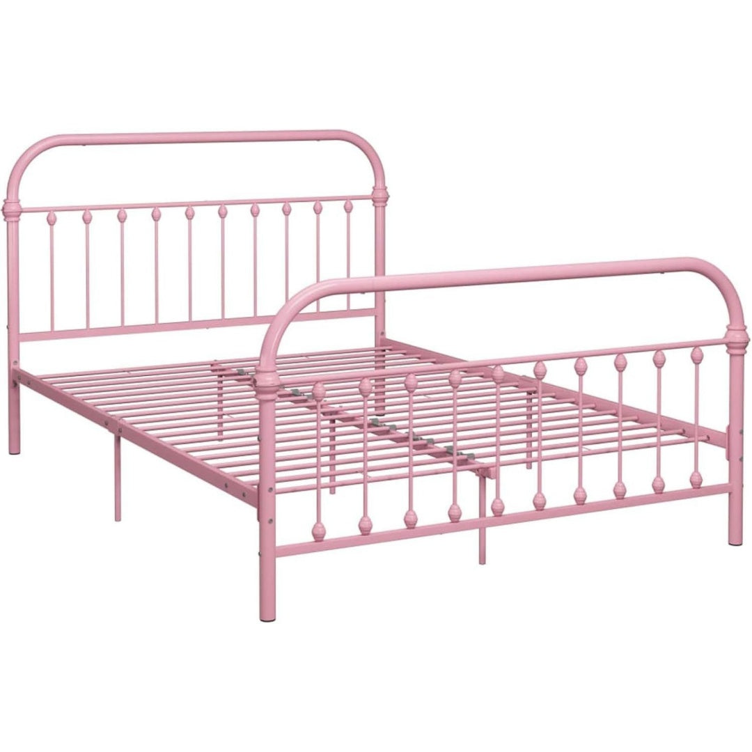 Schlafbett rosa mit Metallgestell