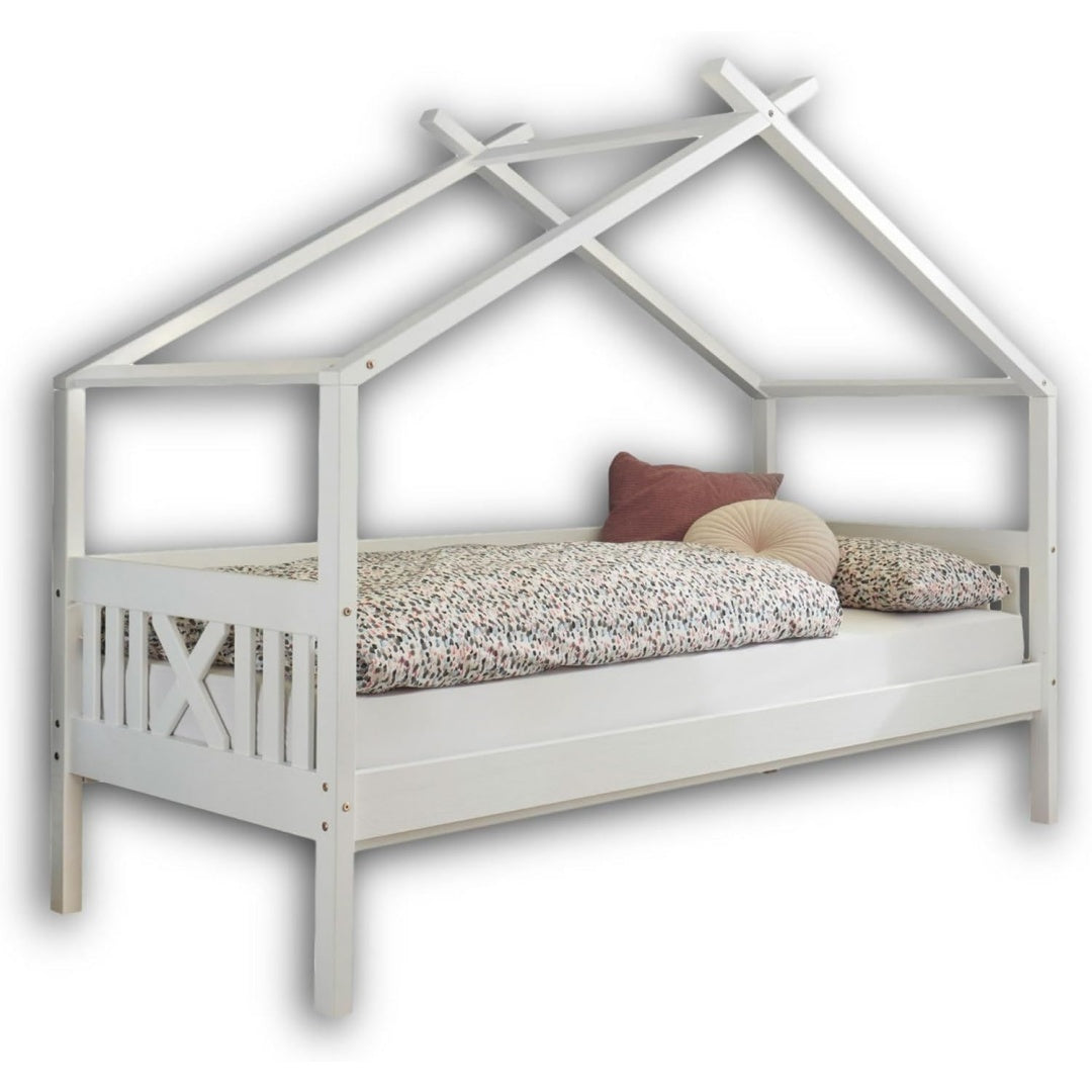 Bettgestell SUSA Einzelbett Himmelvorrichtung Kiefer Massiv schwarz
