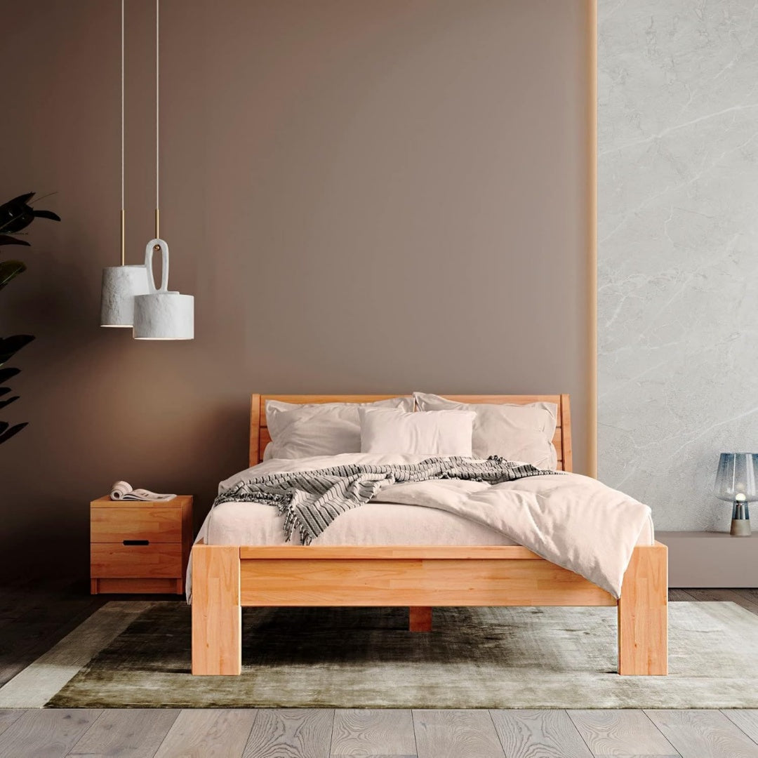 mit Tueren bett fuer schlafzimmer aus Massivholz natur