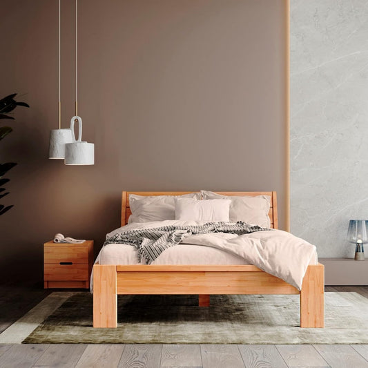 mit Tueren bett fuer schlafzimmer aus Massivholz natur