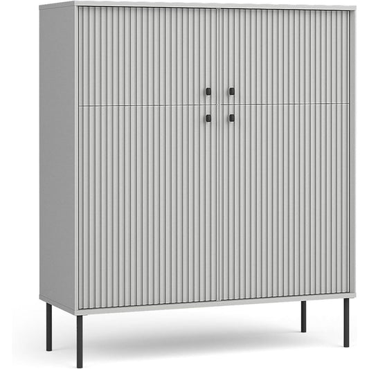 Schubladenschrank grau mit Tueren aus MDF