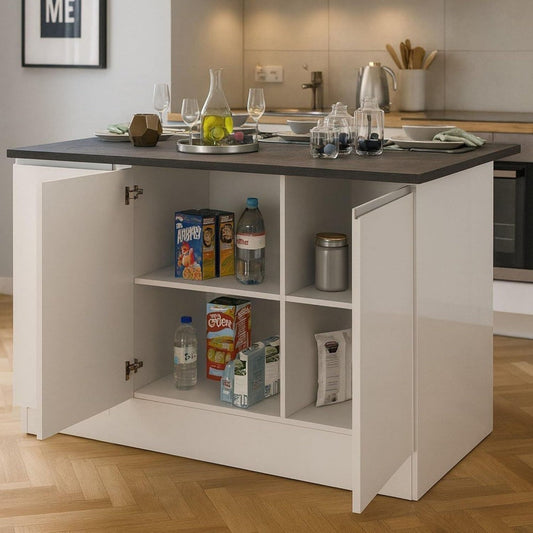 Schrankmoebel schwarz mit Tueren aus Aluminium