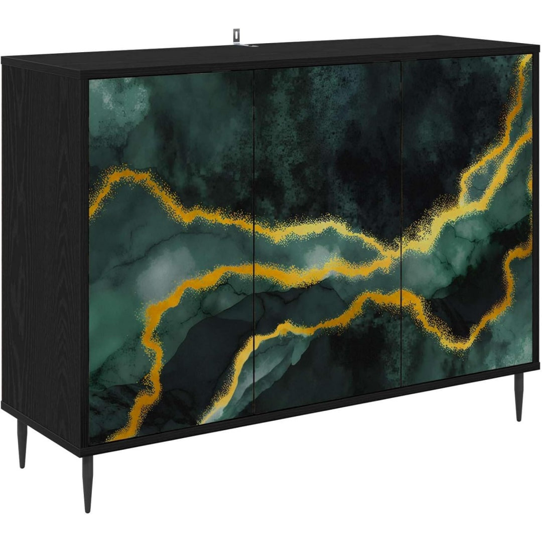 Aufbewahrungskommode mit Tueren 102 x 33 x 76 cm schwarz