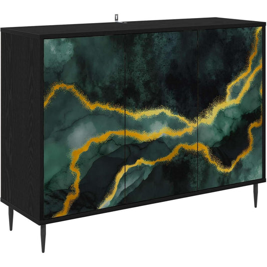 Aufbewahrungskommode mit Tueren 102 x 33 x 76 cm schwarz