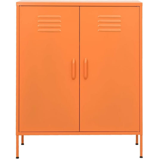 Aufbewahrungskommode Lagerschrank Orange Stahl, praktisches Design schwarz