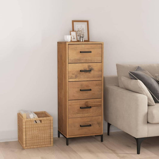 Kommode braun aus Massivholz mit Stoffbezug